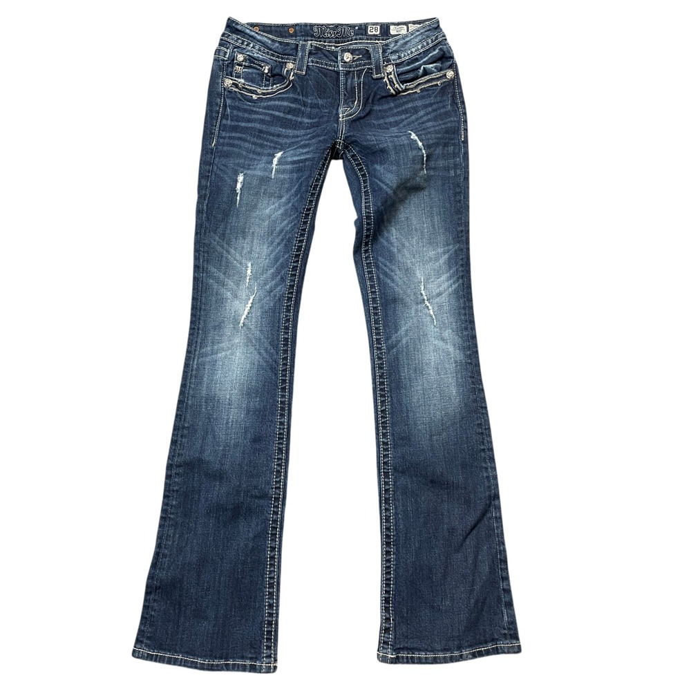 Miss Me 28 Jeans Boot Cut Cotton Blend Embellished Pockets - Picture 5 of 11